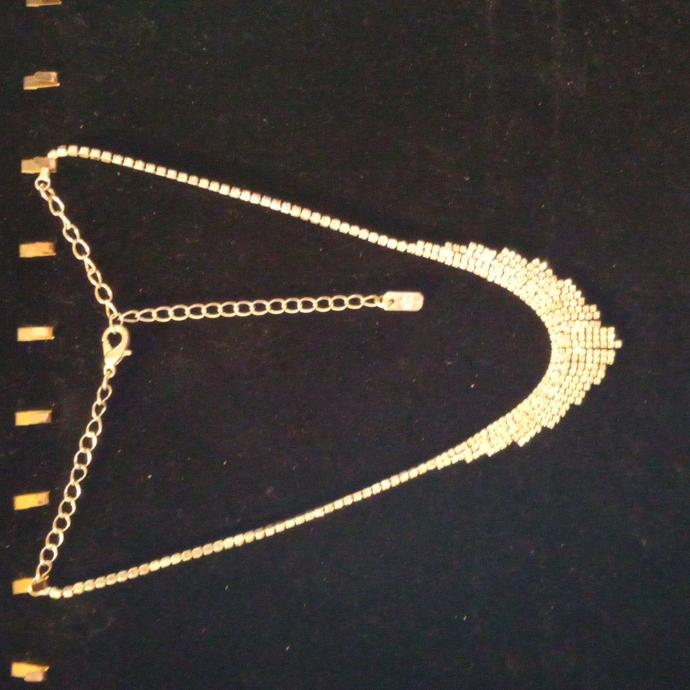 A beautiful Christina choker/collar necklace. 14+2" long chain. Crystal encruste